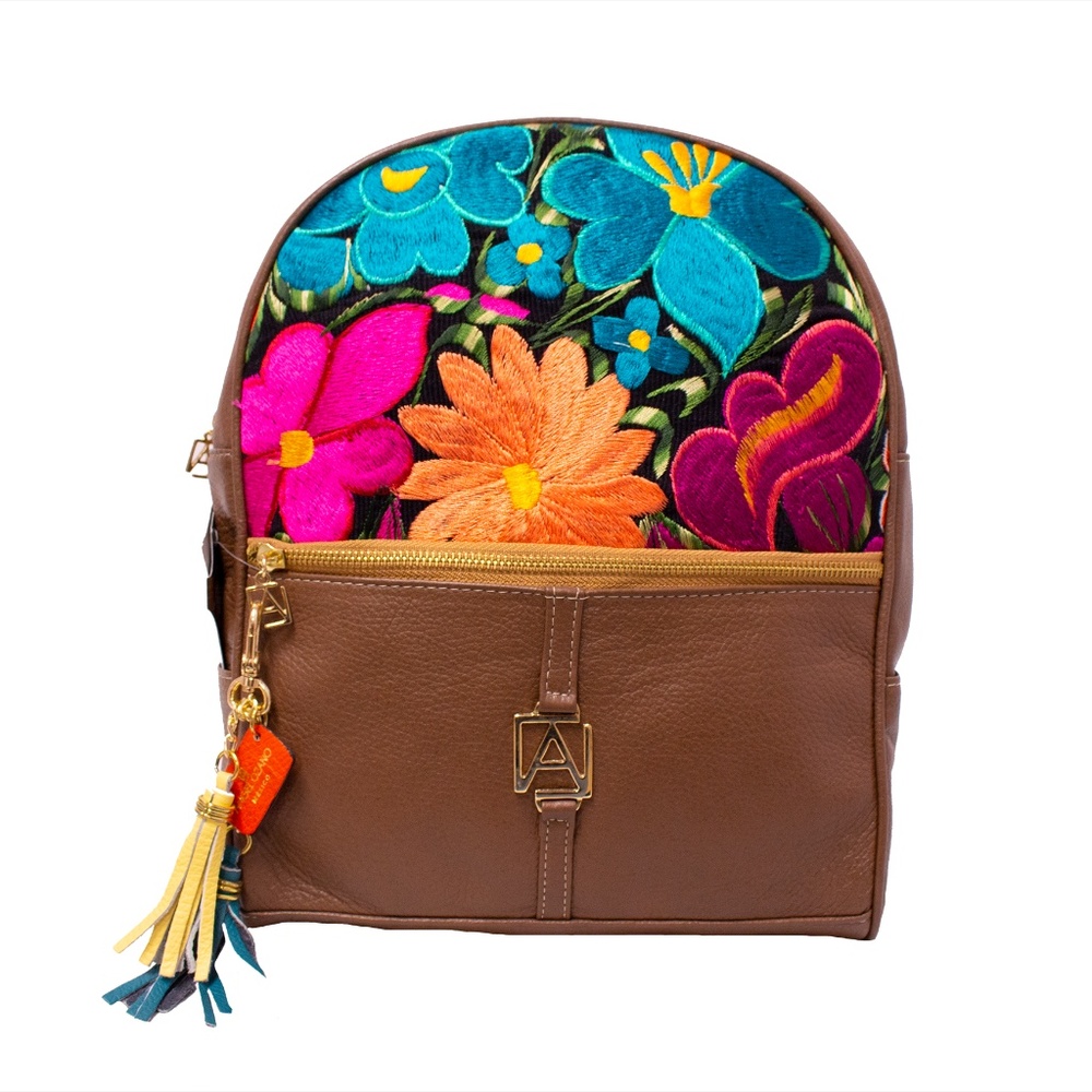 AngeLozano Chiapas Brown Leather Backpack